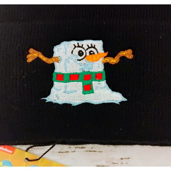 New Spongebob Squarepants Snowman Ski Cap/Beanie Embroidered Nickelodeon - Picture 2 of 3